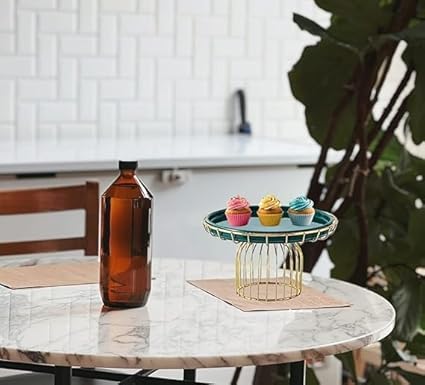 Modern Round Cake Stand, Black & Gold,