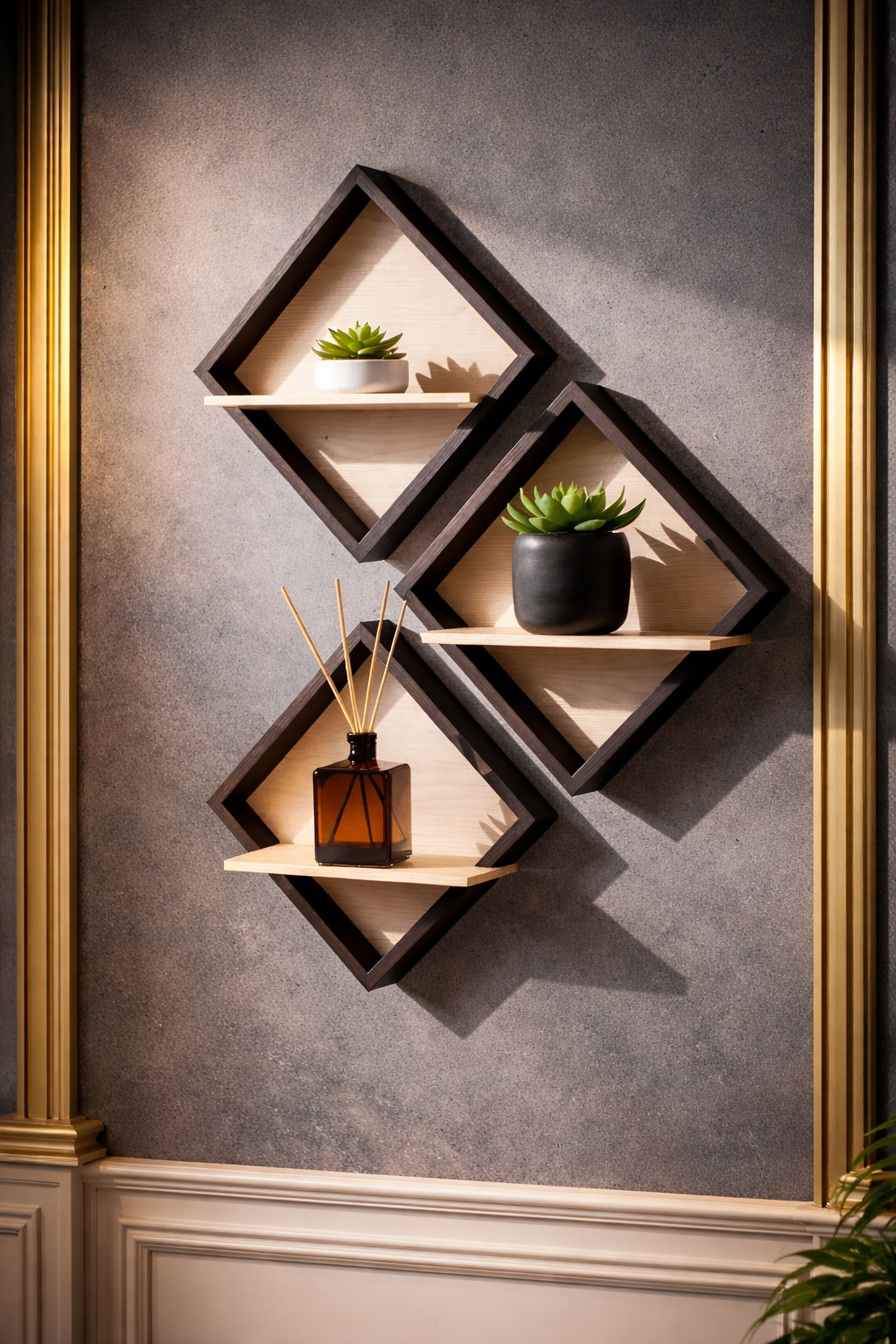 Shelf, Rustic Brown Wood with Black Frame