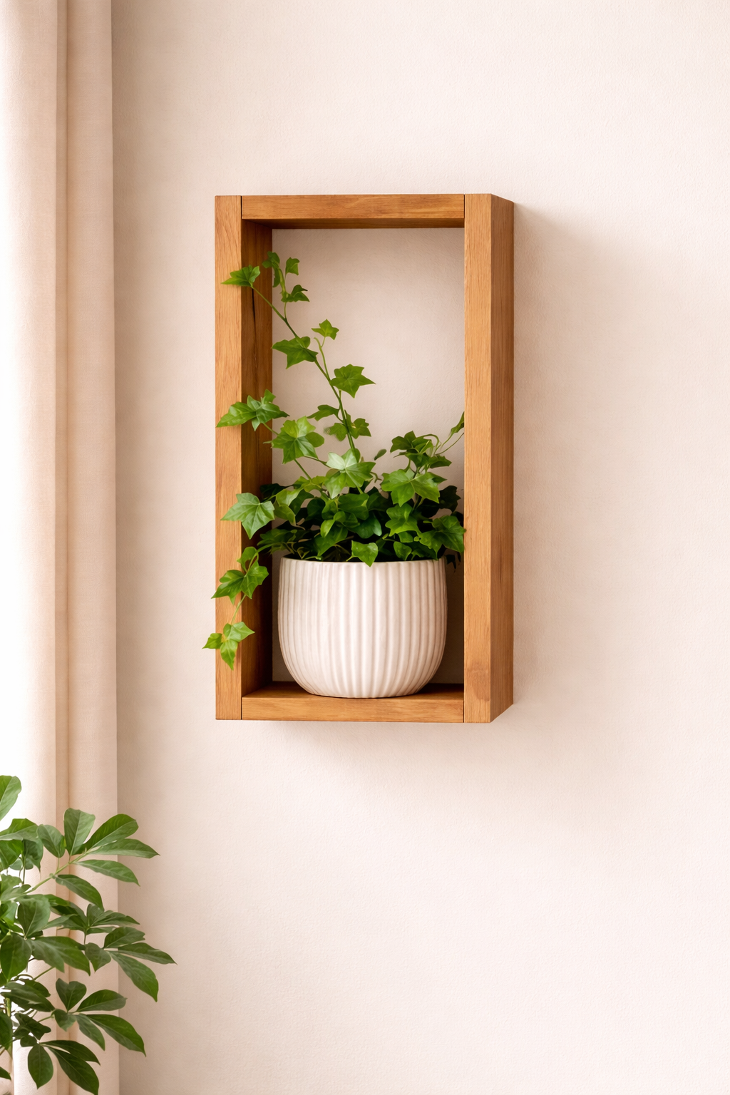 Shelf, Rustic Brown Wood with flower