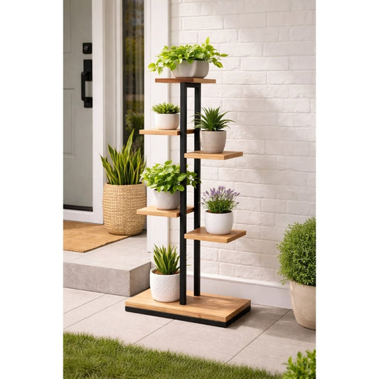 Shelf, Rustic Brown Wood with Black Metal Frame