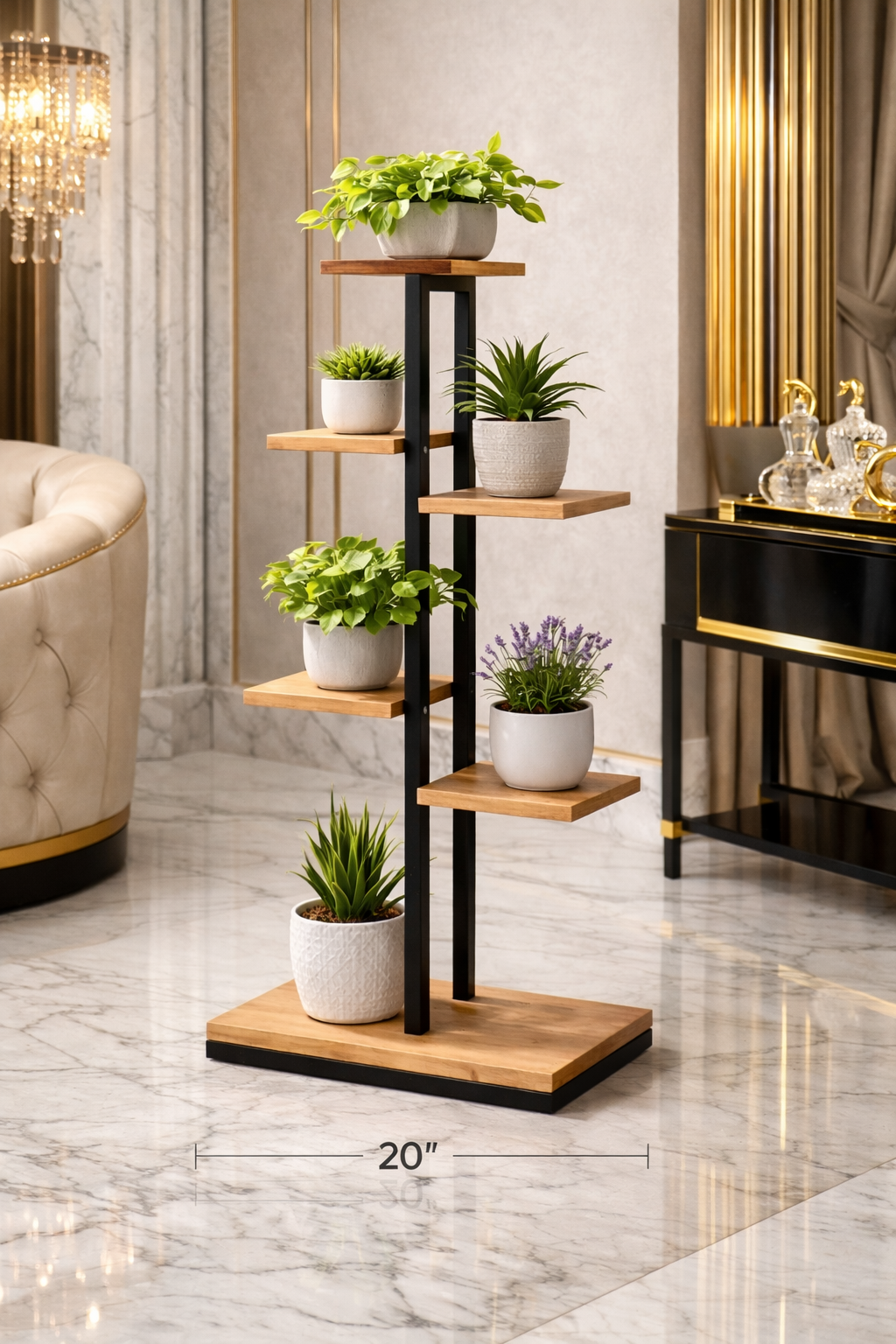 Shelf, Rustic Brown Wood with Black Metal Frame