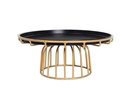 Modern Round Cake Stand, Black & Gold,