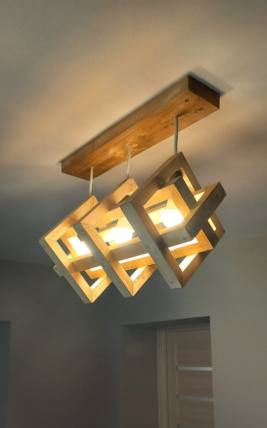 Wooden Ceiling Lamp for Dining Hall Wooden Hanging Lamp