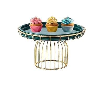 Modern Round Cake Stand, Black & Gold,