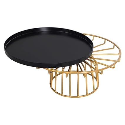 Modern Round Cake Stand, Black & Gold,