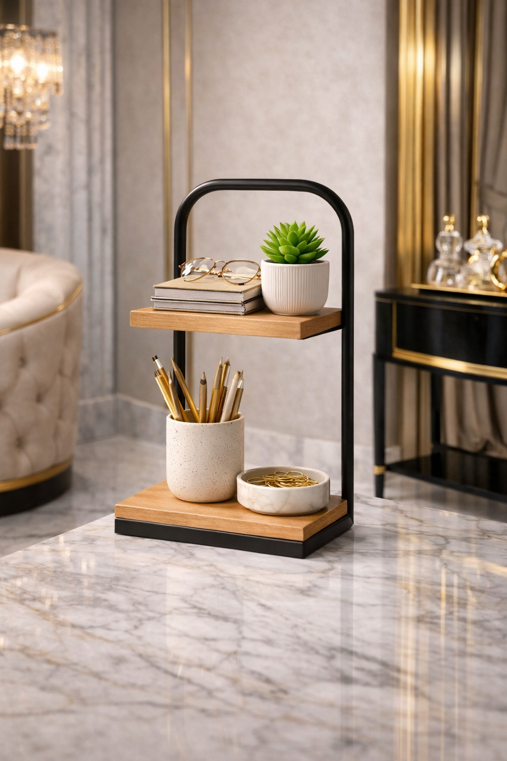 2-Tier Wooden Storage Shelf