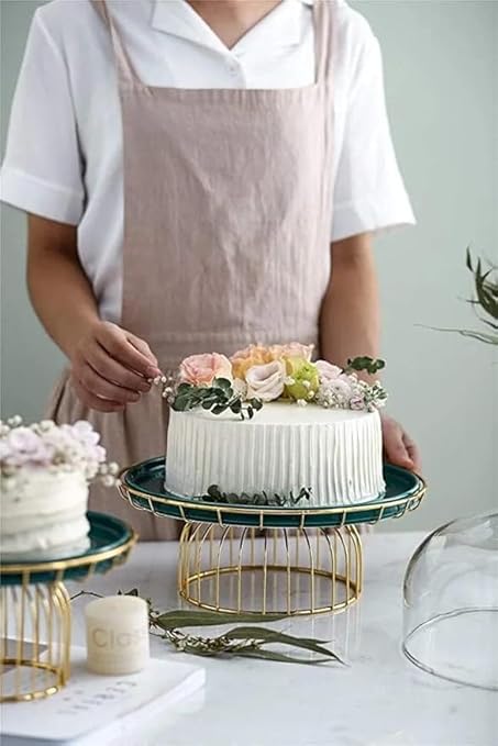 Modern Round Cake Stand, Black & Gold,