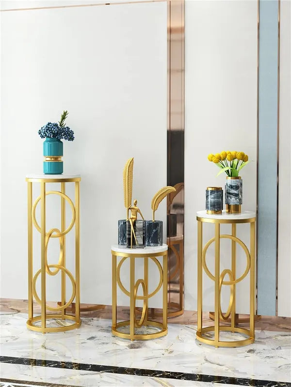 Modern Wooden flower and lamp Table