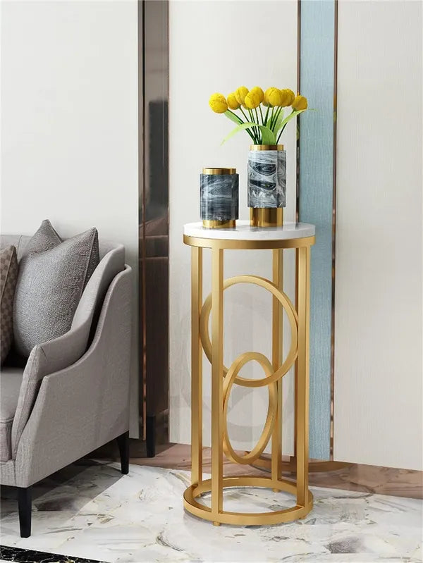 Modern Wooden flower and lamp Table