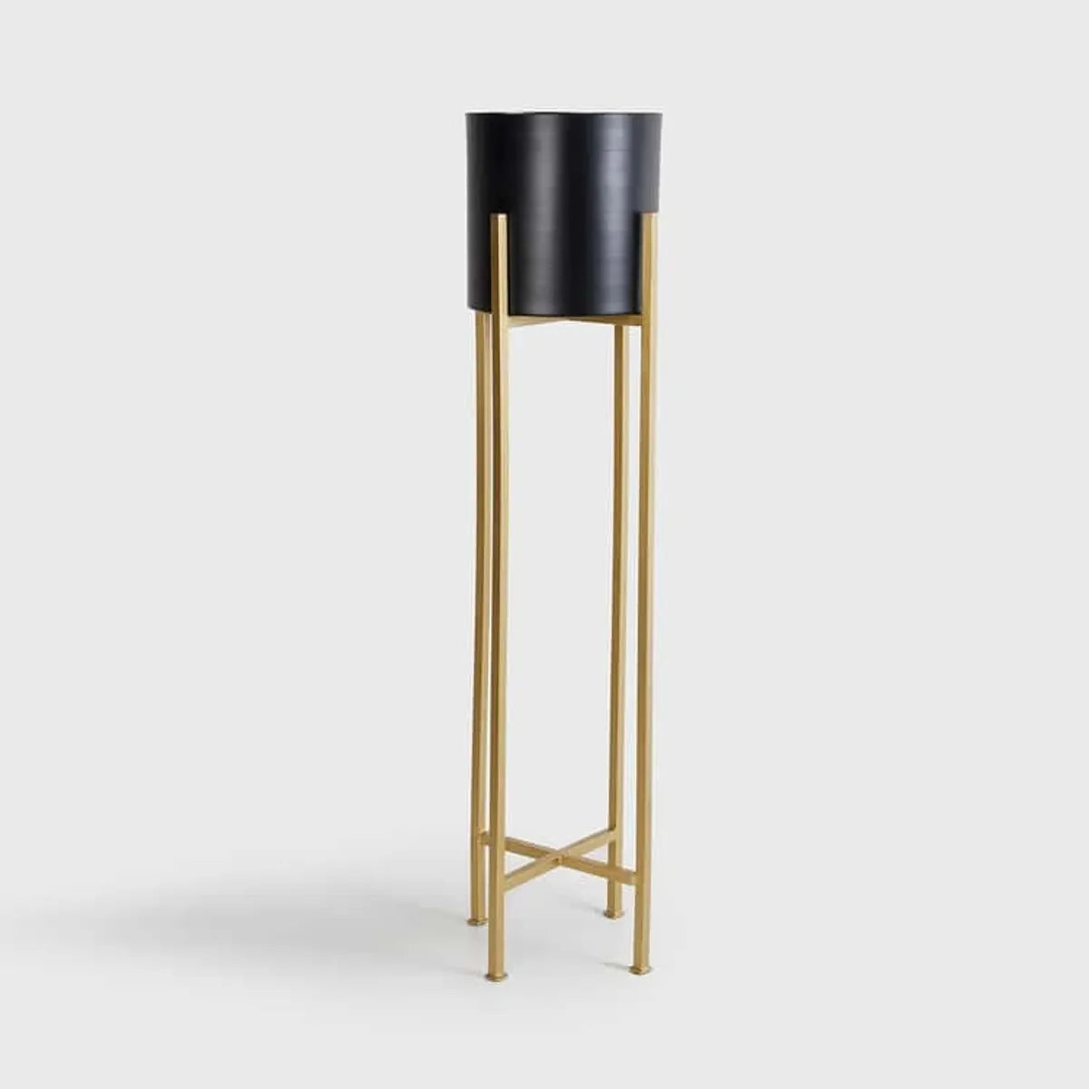 Black Metal Plant Stand Set-3-Piece Pot Gold Powder