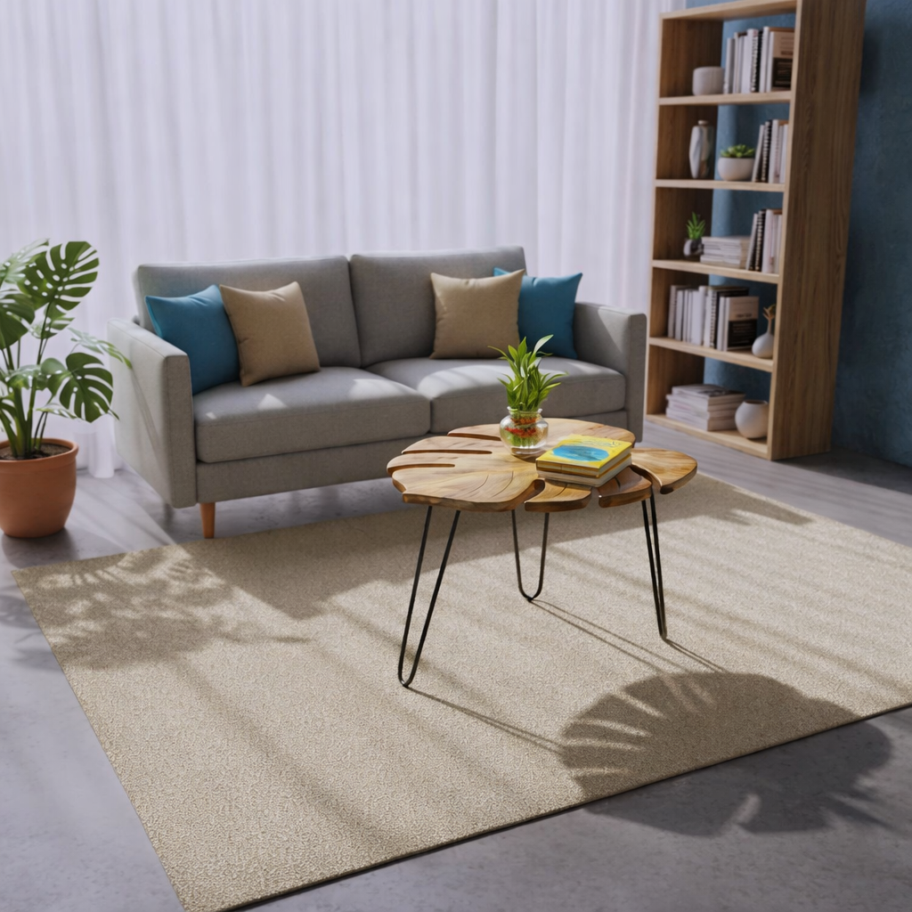 Leaf Shape Wooden Coffee Table | Modern Hairpin Legs