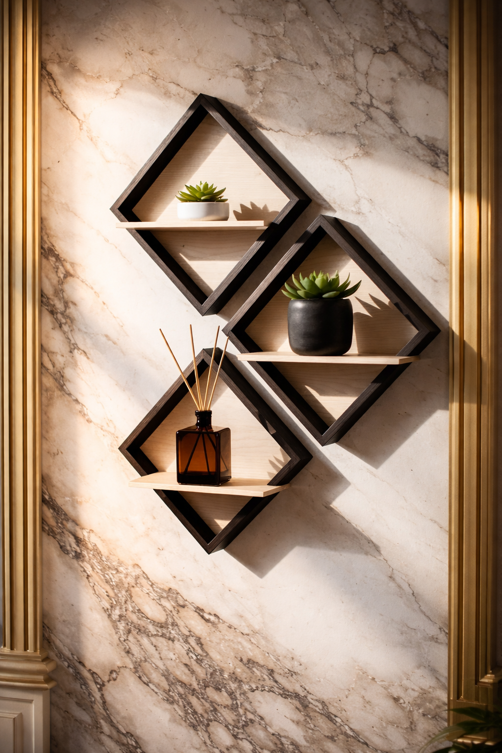 Shelf, Rustic Brown Wood with Black Frame