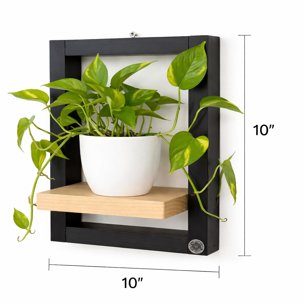 Shelf, Rustic Brown Wood with Black Metal Frame