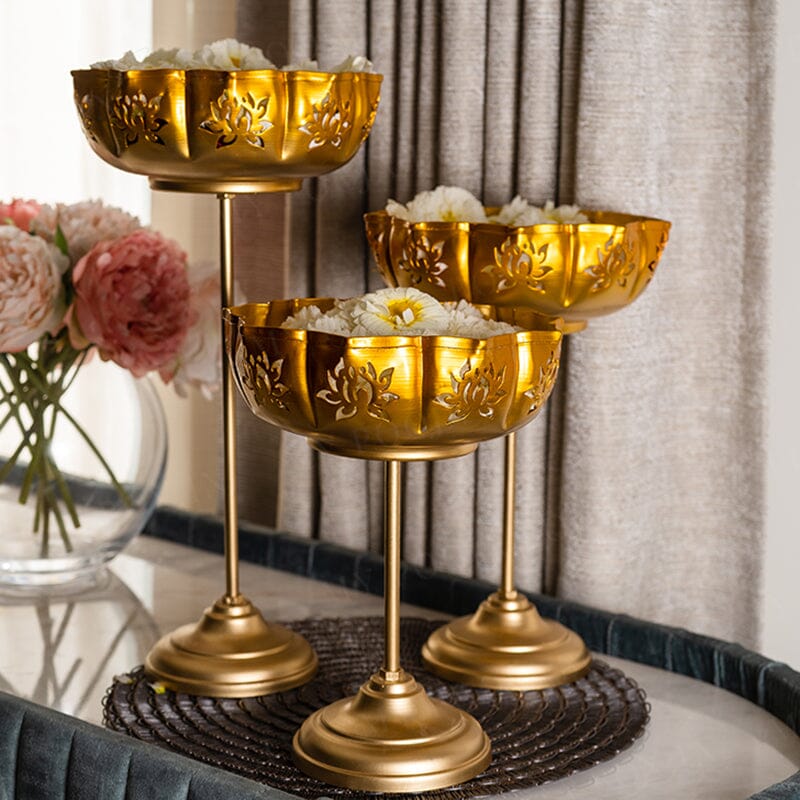 Metal Diya Urli Home,Office Table Decor Diwali Decoration Items for Home Set of 3