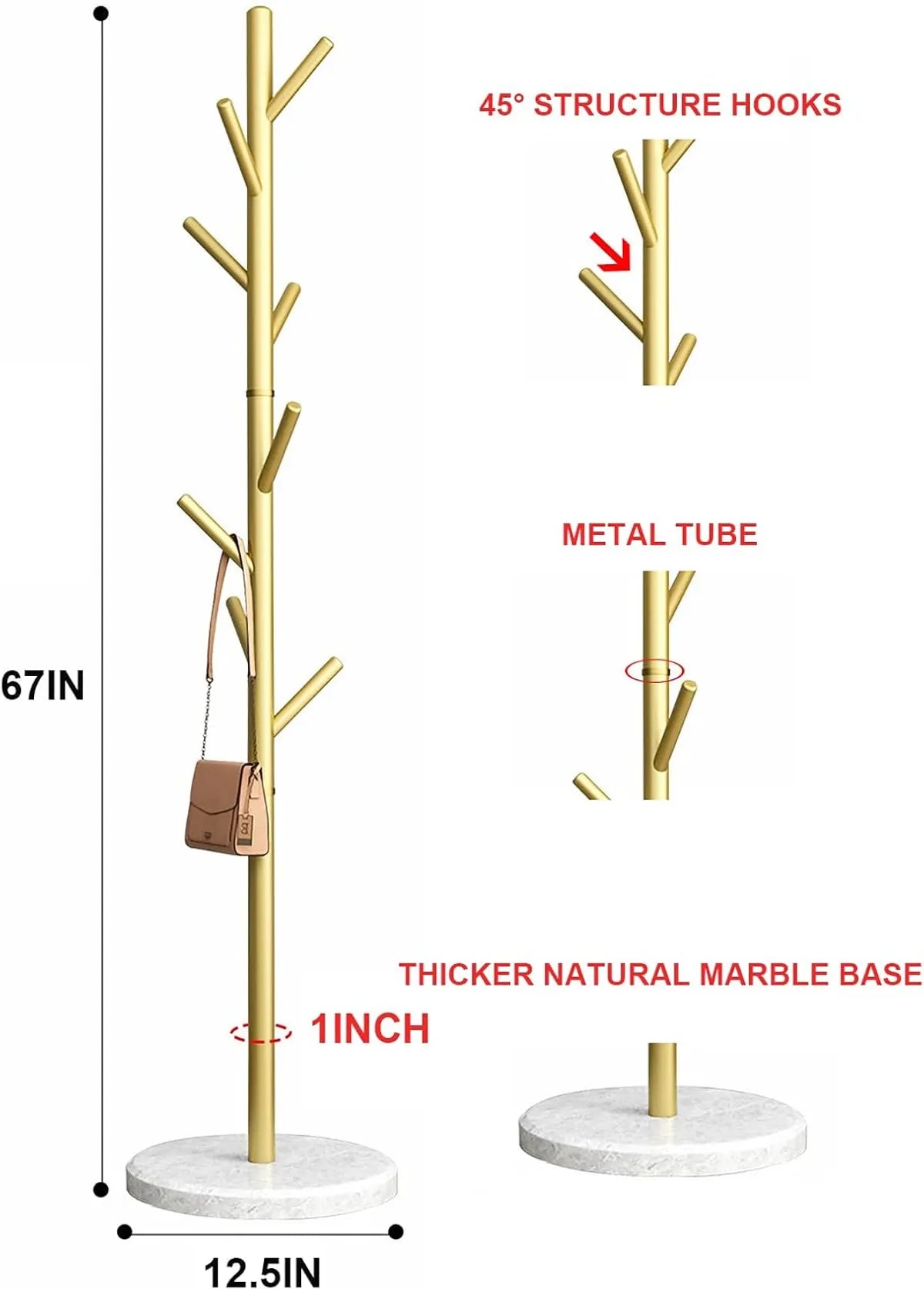 Westons Craft Coat Rack With Natural Marble Base
