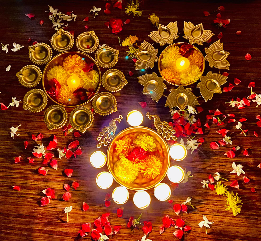 Metal Diya Urli Home,Office Table Decor Diwali Decoration Items for Home Set of 3