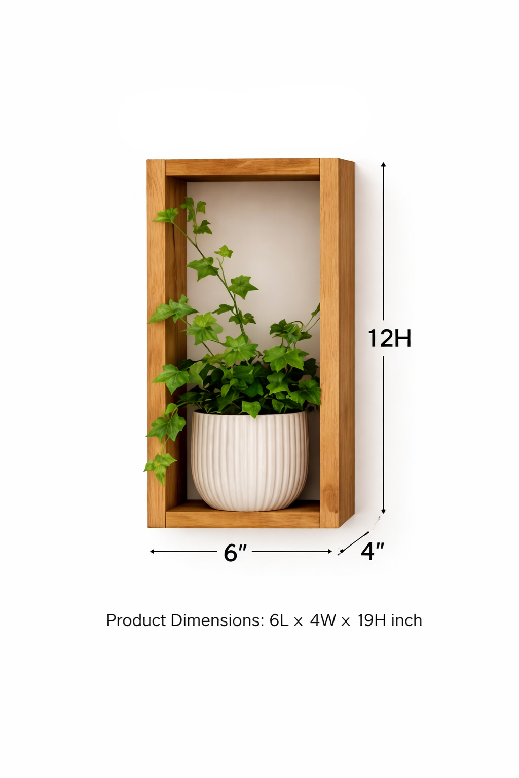 Shelf, Rustic Brown Wood with flower