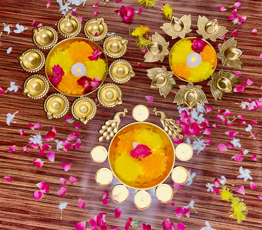 Metal Diya Urli Home,Office Table Decor Diwali Decoration Items for Home Set of 3